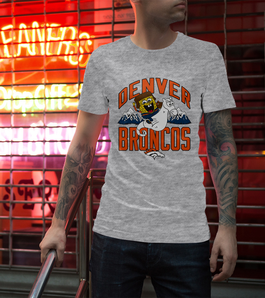 Denver Broncos Homage X Spongebob Men's Fanatics Gray Pro Shop T-Shirt