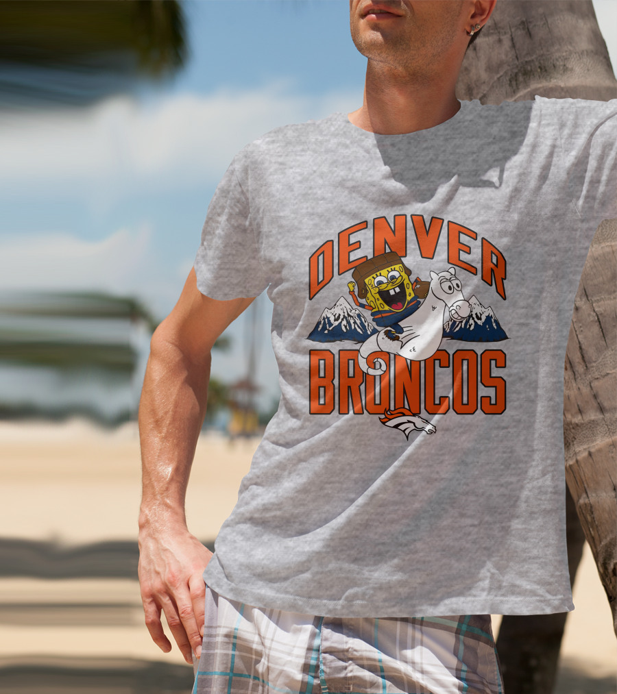 Denver Broncos Homage X Spongebob Men's Fanatics Gray Pro Shop T-Shirt