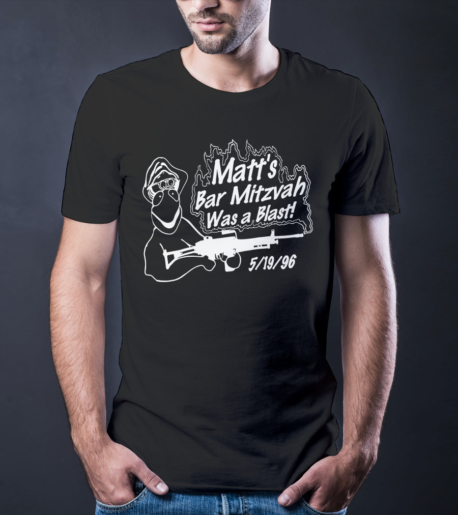 Matt's Bar Mitzvah Was A Blast 5/19/96 With Cartoon Figure And Weapon T-Shirt
