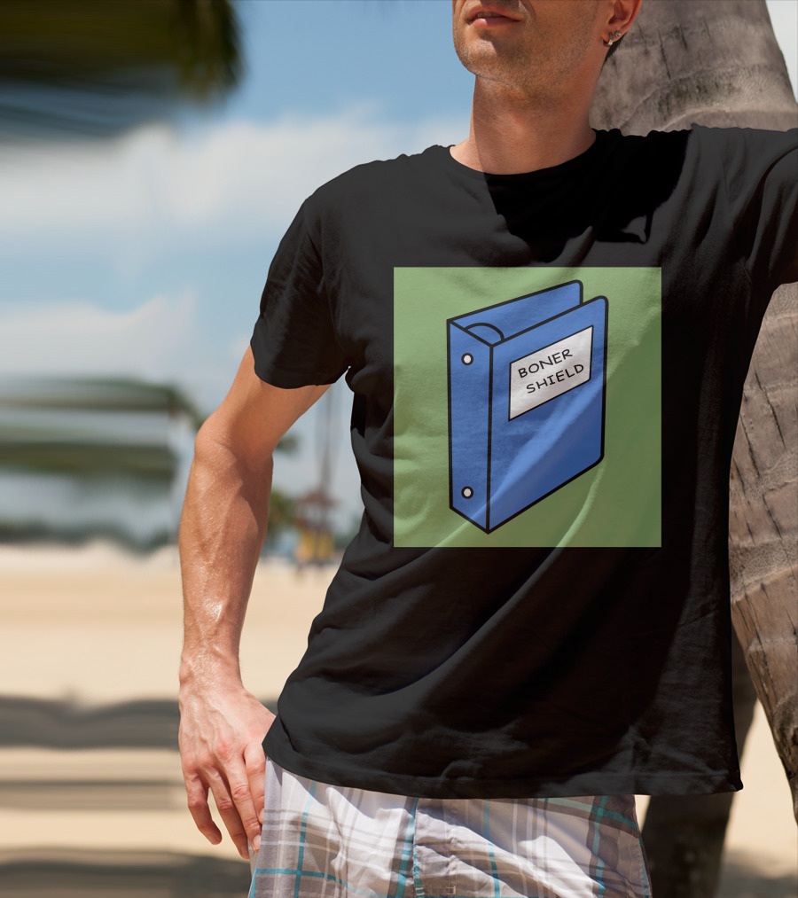 BONER SHIELD Blue Binder T-Shirt