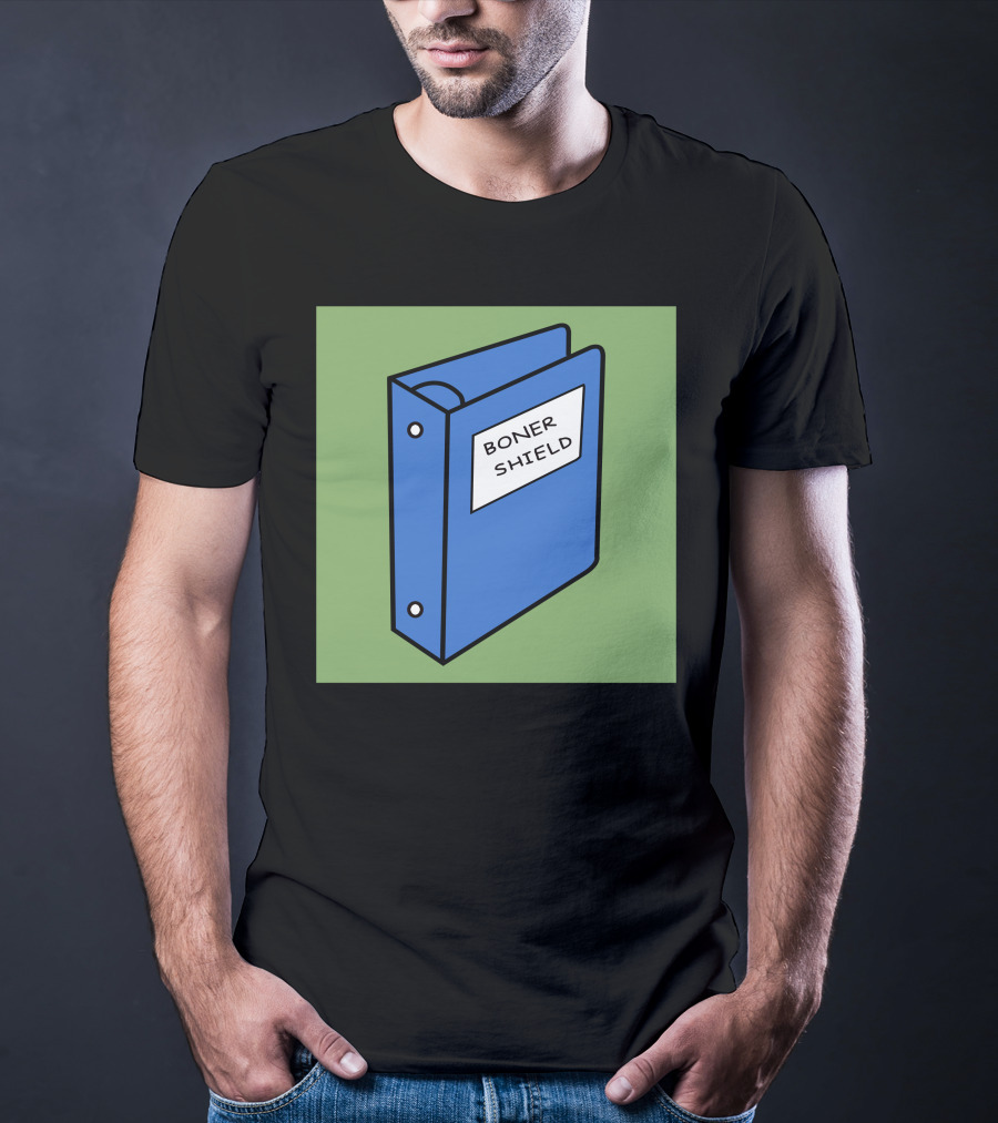 BONER SHIELD Blue Binder T-Shirt