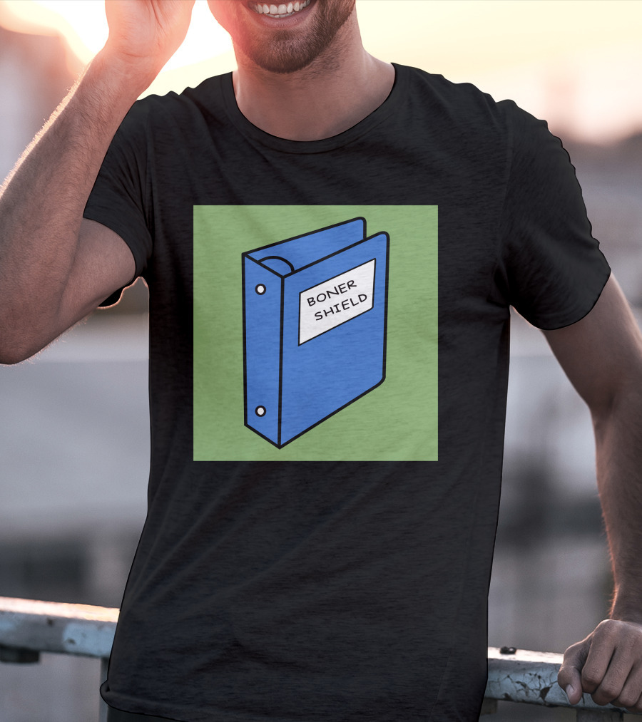BONER SHIELD Blue Binder T-Shirt