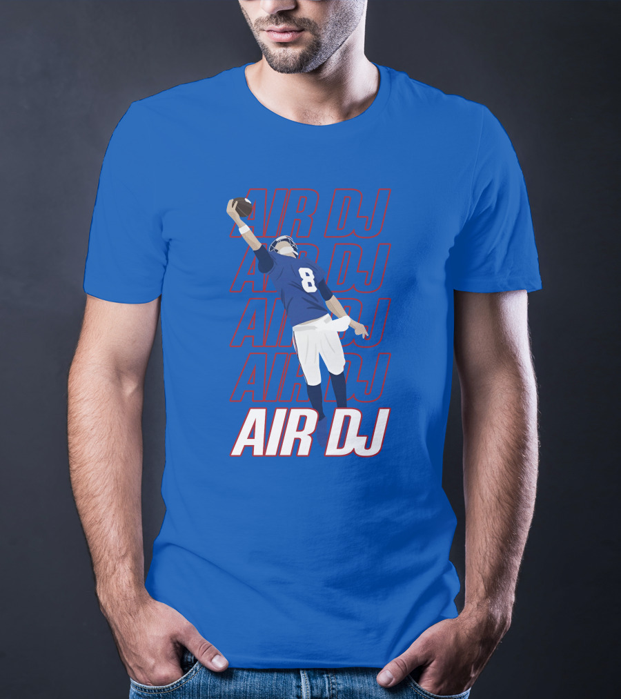 Justin Penik Jomboymedia Air DJ Football Player Number Eight Blue T-Shirt