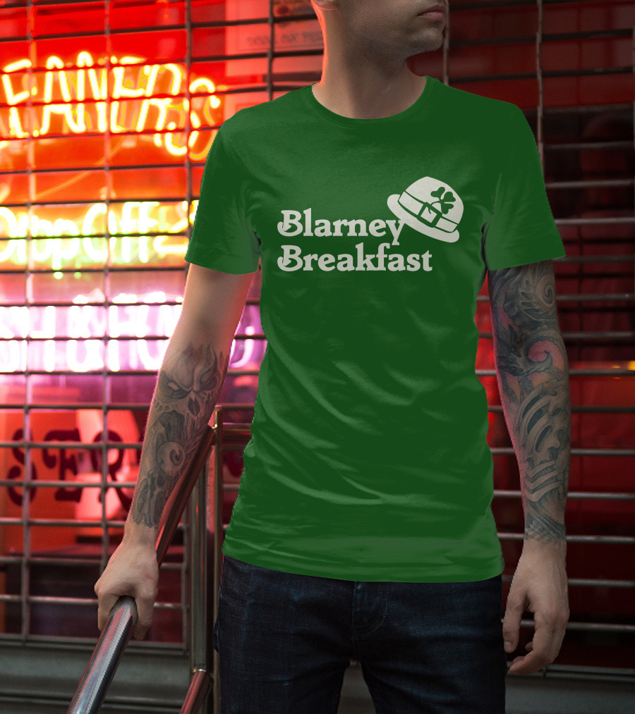 Blarney Breakfast Leprechaun Hat Shamrock Green T-Shirt