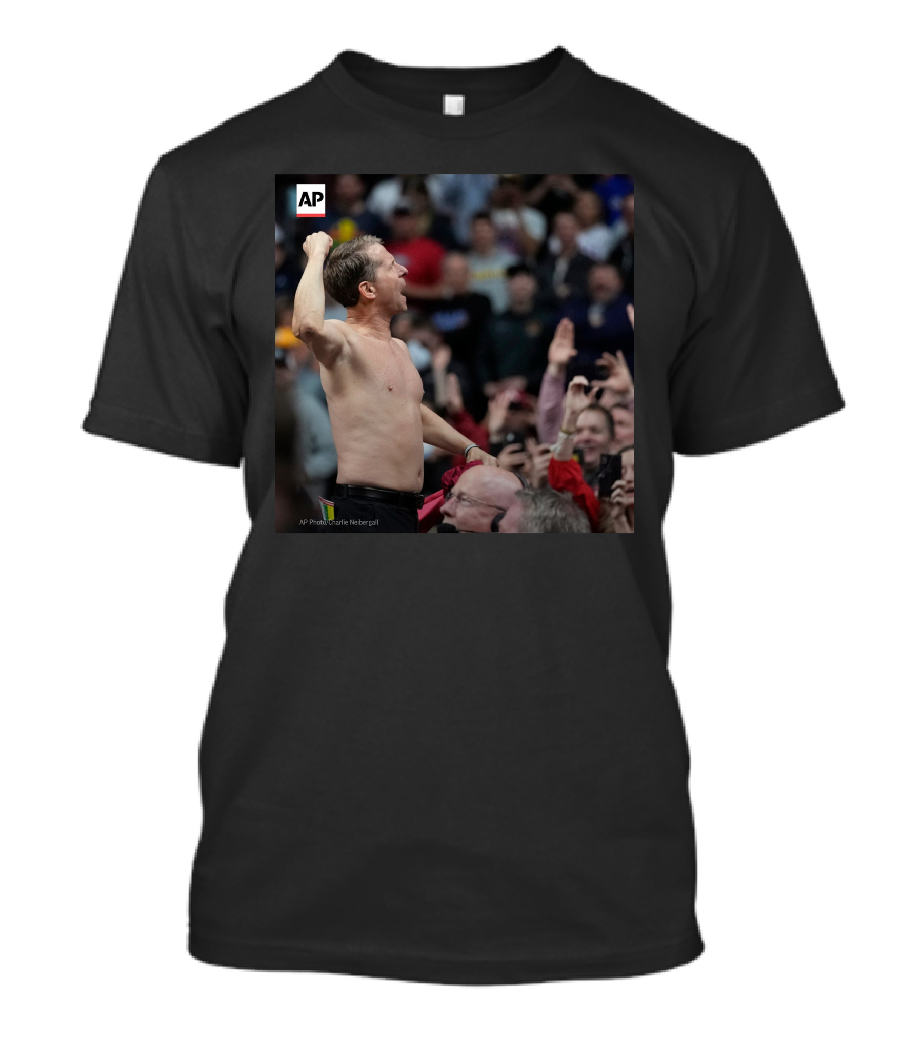 Eric Musselman Celebrates Shirtless Amid Cheering Crowd T-Shirt
