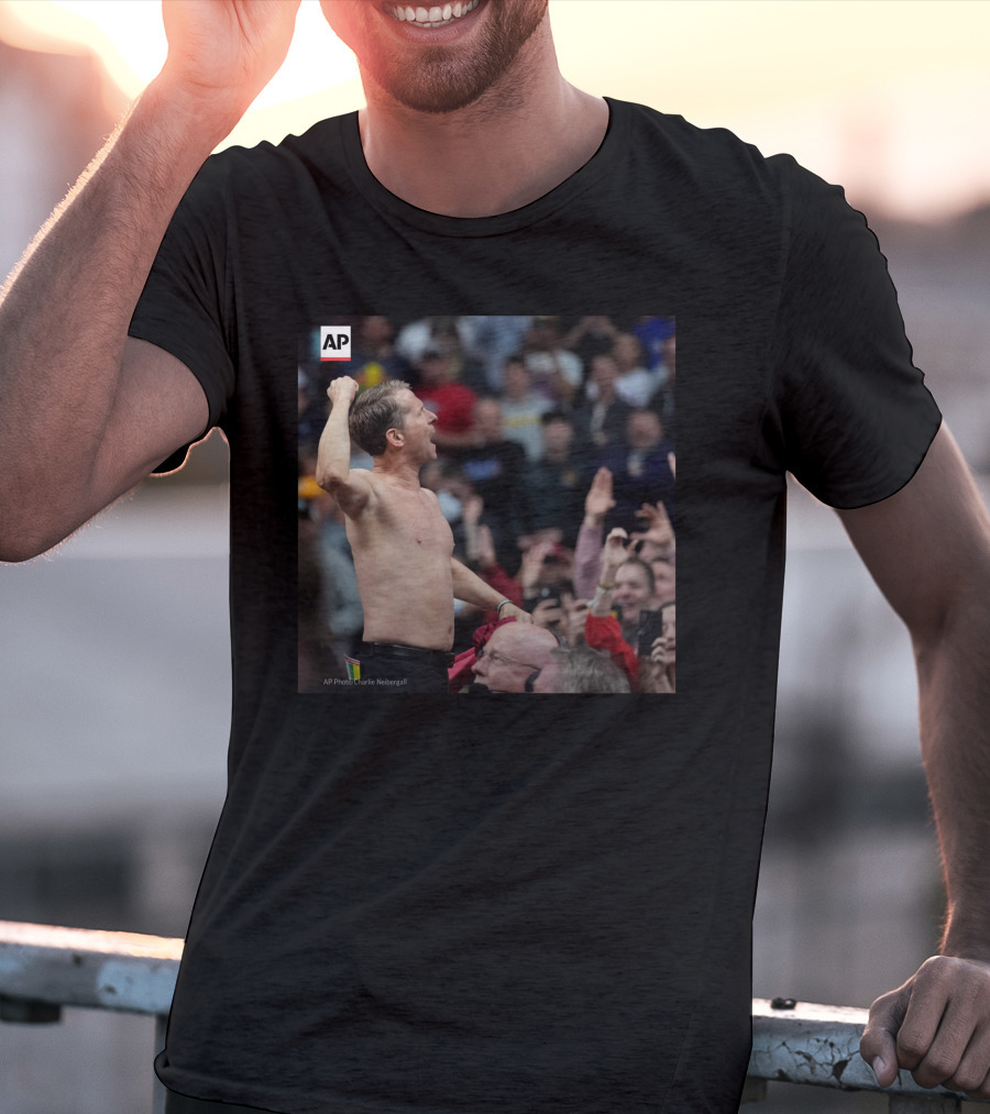 Eric Musselman Celebrates Shirtless Amid Cheering Crowd T-Shirt