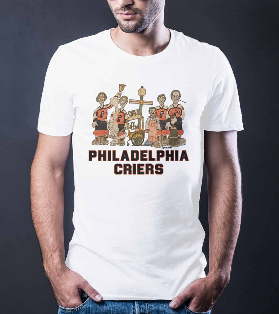 Philadelphia Criers Hockey Team Cartoon Characters With Instruments T-Shirt