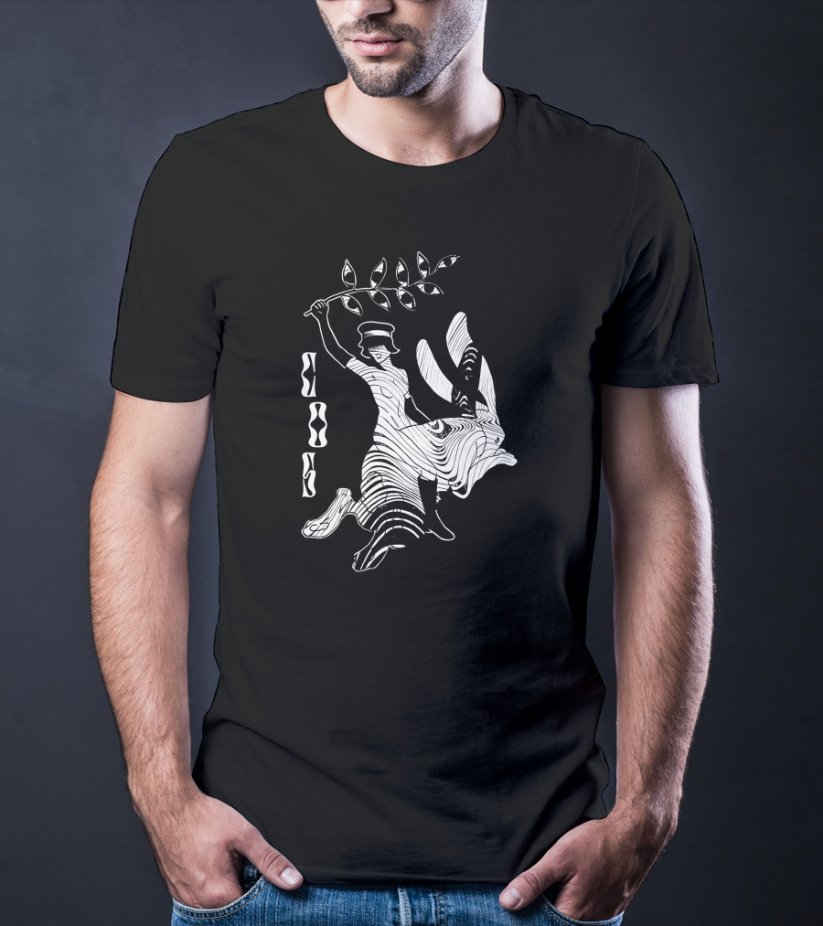 Cossylvan Cos Rider Bigcartel Merch Woman On Rabbit With Branch T-Shirt
