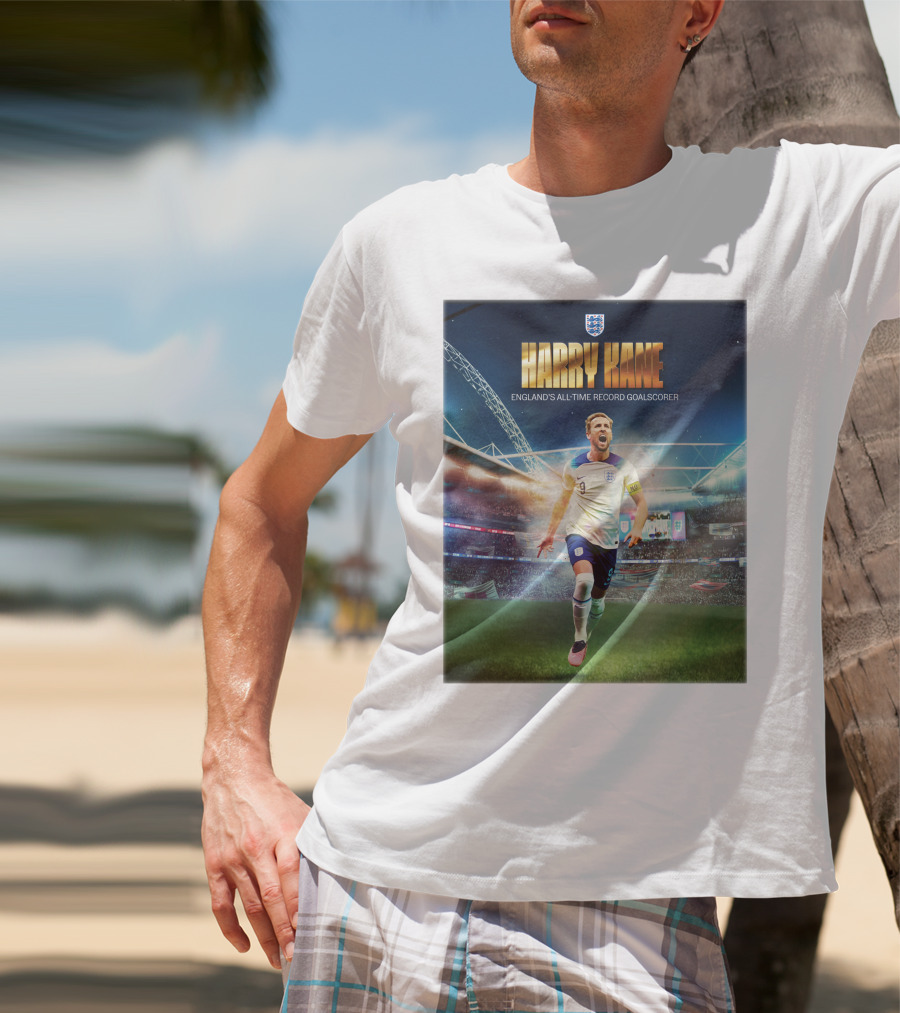 Harry Kane England's All-Time Record Goalscorer Wembley Stadium Celebration Footballer T-Shirt