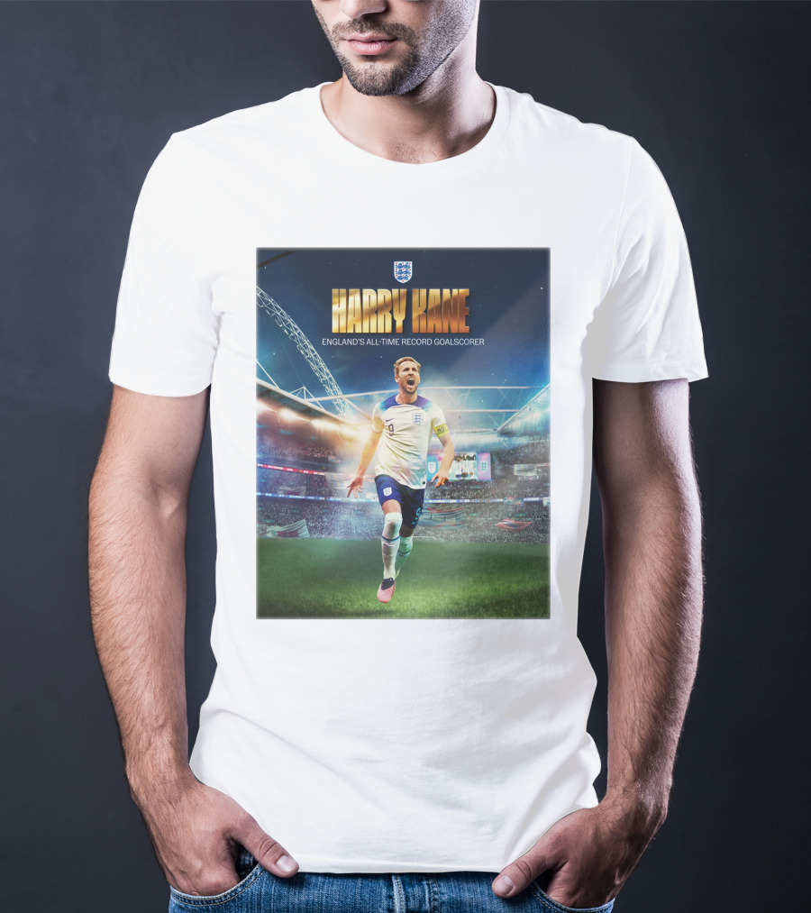 Harry Kane England's All-Time Record Goalscorer Wembley Stadium Celebration Footballer T-Shirt