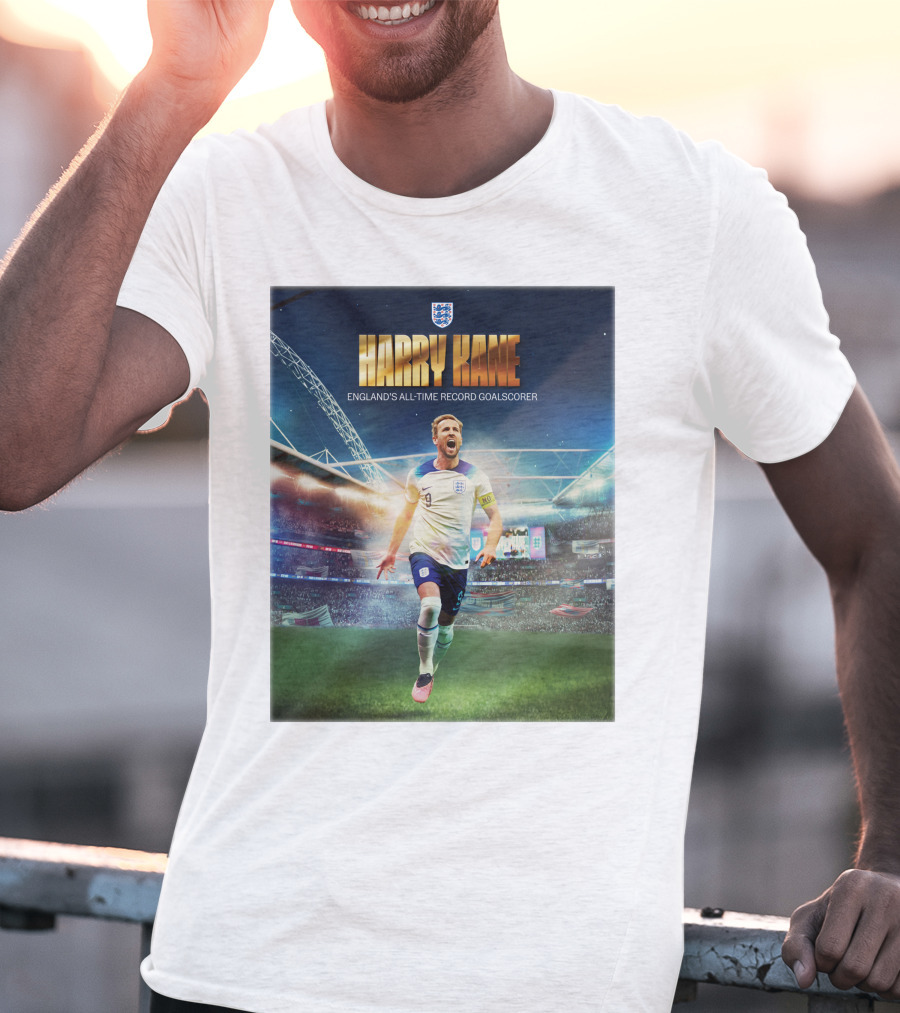 Harry Kane England's All-Time Record Goalscorer Wembley Stadium Celebration Footballer T-Shirt