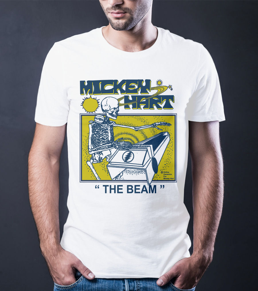 Mickey Hart The Beam Skeleton Playing Cosmic Instrument Online Ceramics T-Shirt