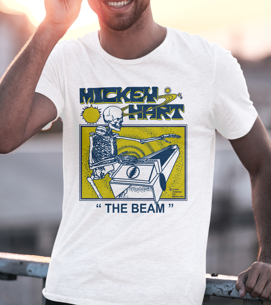 Mickey Hart The Beam Skeleton Playing Cosmic Instrument Online Ceramics T-Shirt