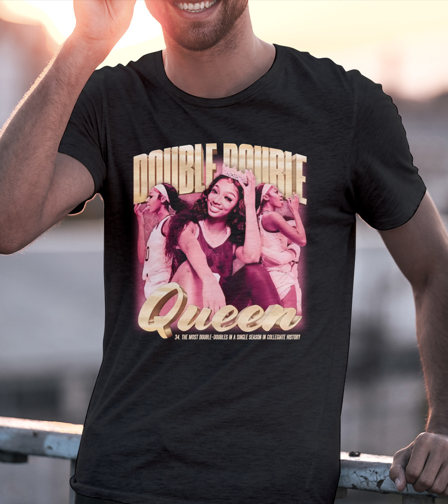 Angel Reese Double-Double Queen 34 Most Double-Doubles In A Single Season In Collegiate History T-Shirt