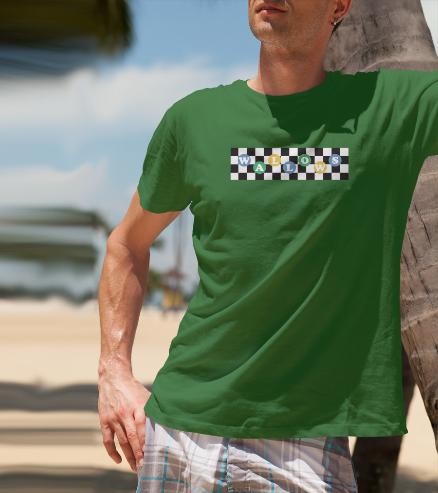 Wallows Checkered Pattern Green Background T-Shirt