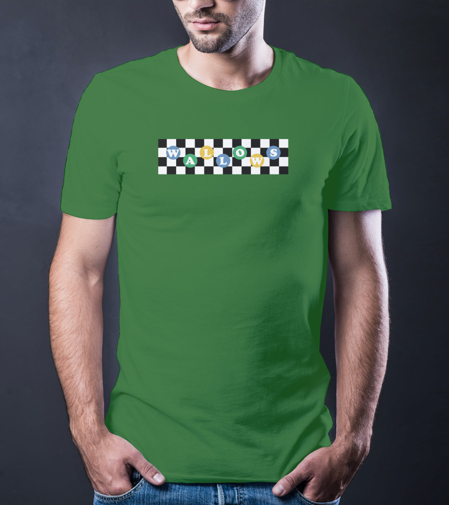 Wallows Checkered Pattern Green Background T-Shirt