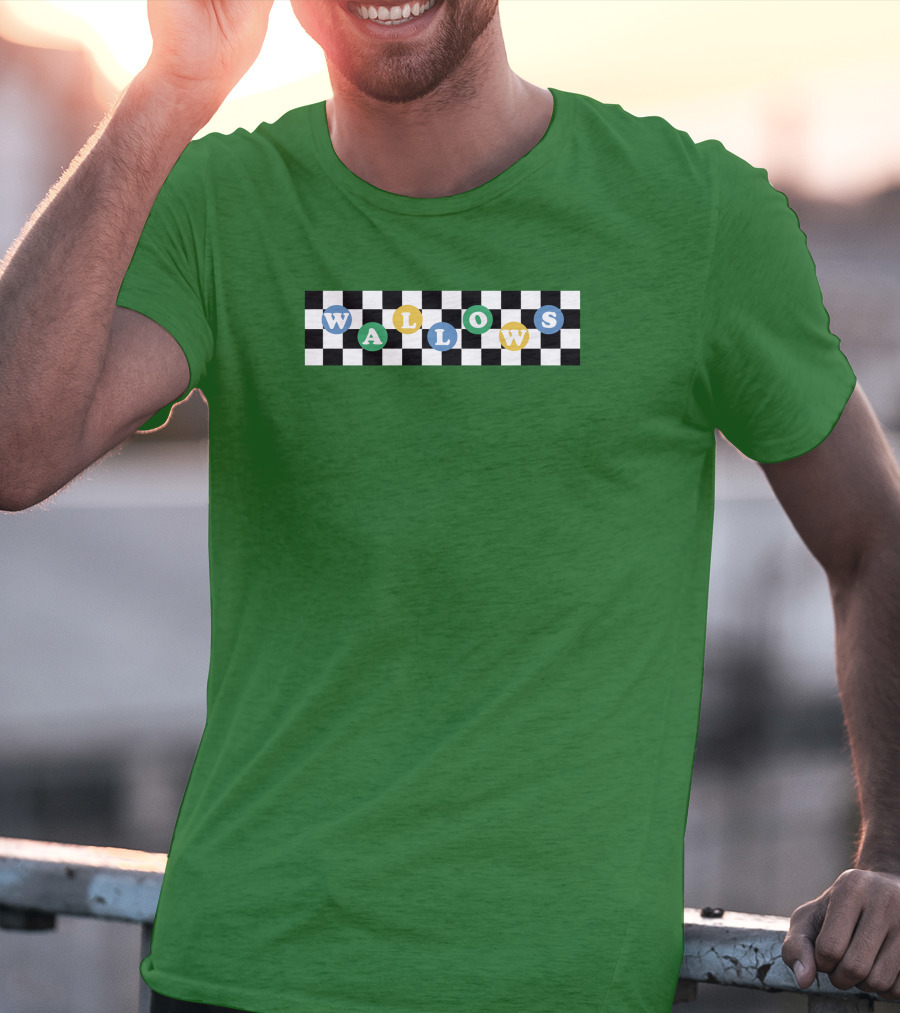 Wallows Checkered Pattern Green Background T-Shirt