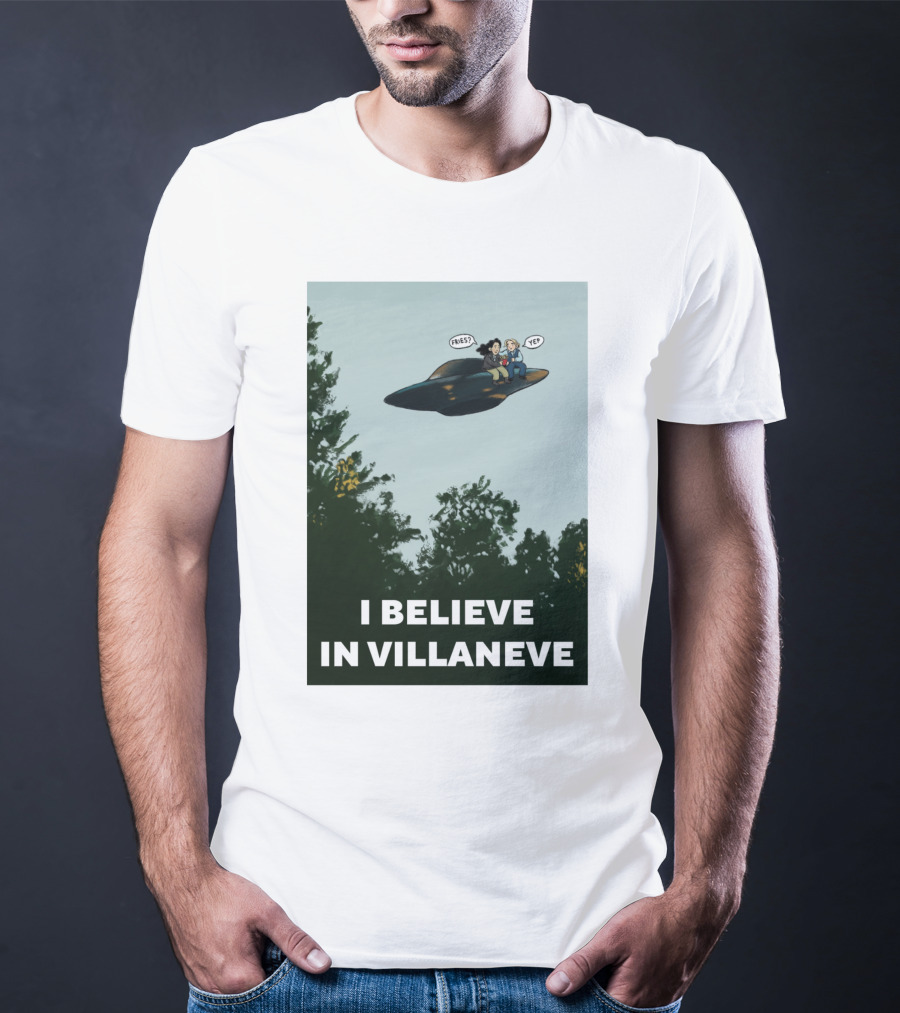 I Believe In Villaneve Trees UFO Scully Mulder Speech Bubbles T-Shirt