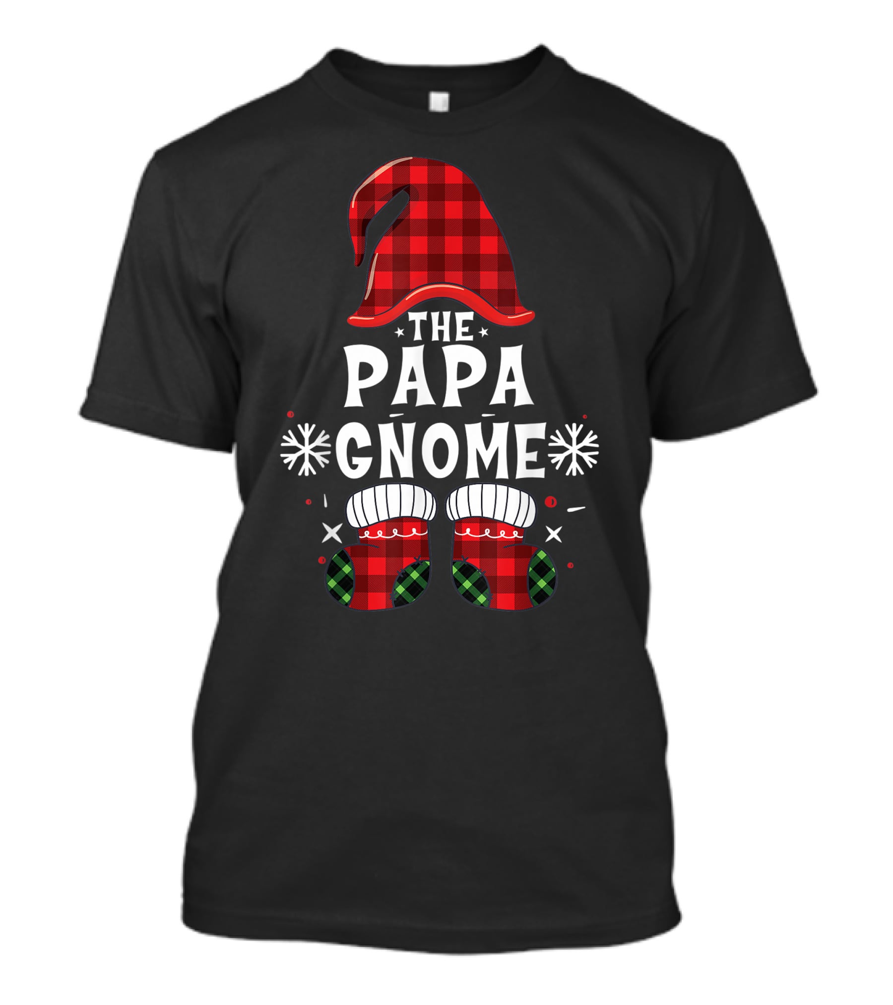 Papa Gnome Buffalo Plaid Christmas Family Matching T-Shirt