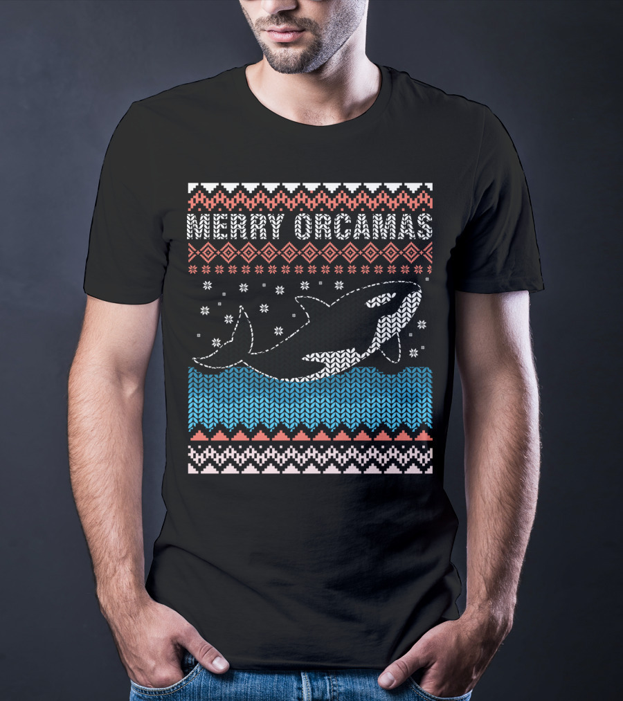 Merry Orcamas Ugly Christmas Orca Killer Whale T-Shirt