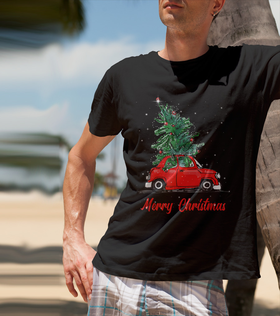Merry Christmas Red Truck With Christmas Tree Pajama Gifts T-Shirt