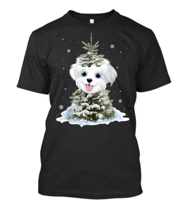 Maltipoo Christmas Tree Funny Snow Holiday Gifts T-Shirt