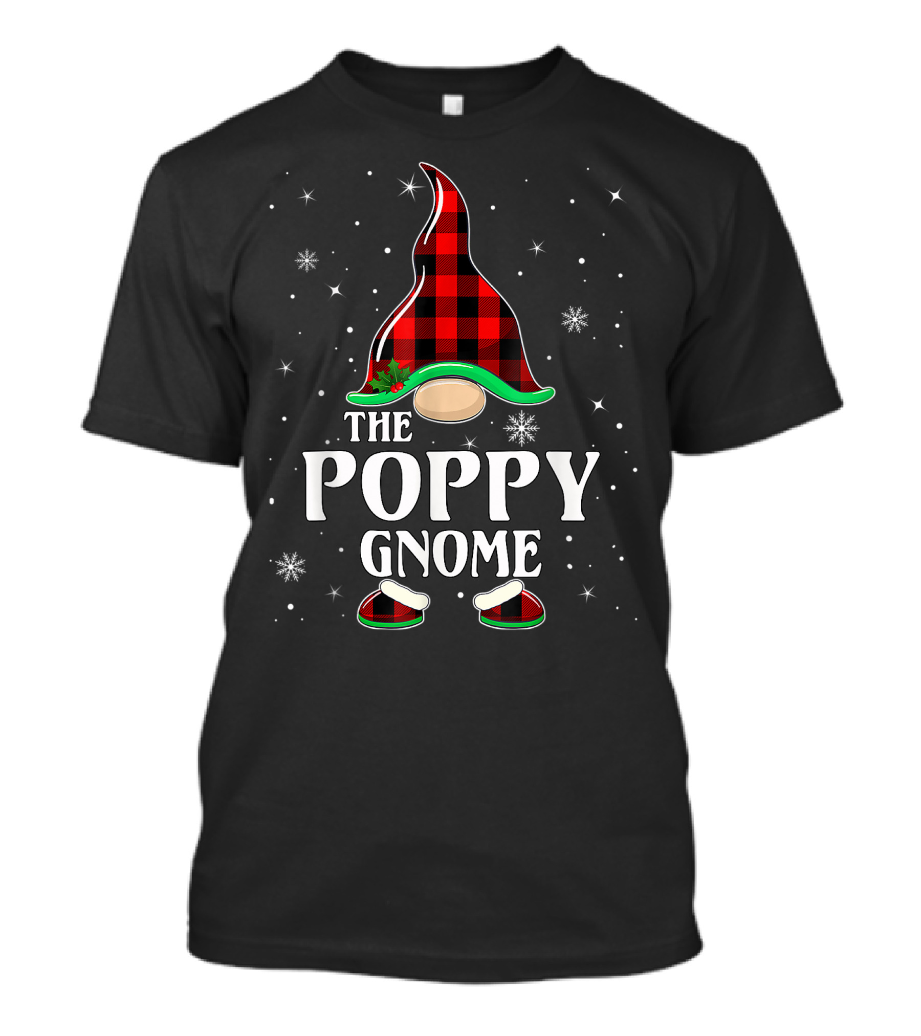 The Poppy Gnome Buffalo Plaid Christmas T-Shirt
