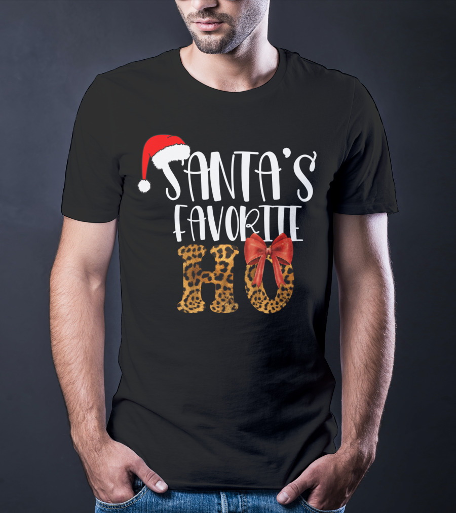 Santa's Favorite Ho Cheetah Print Christmas Holiday T-Shirt