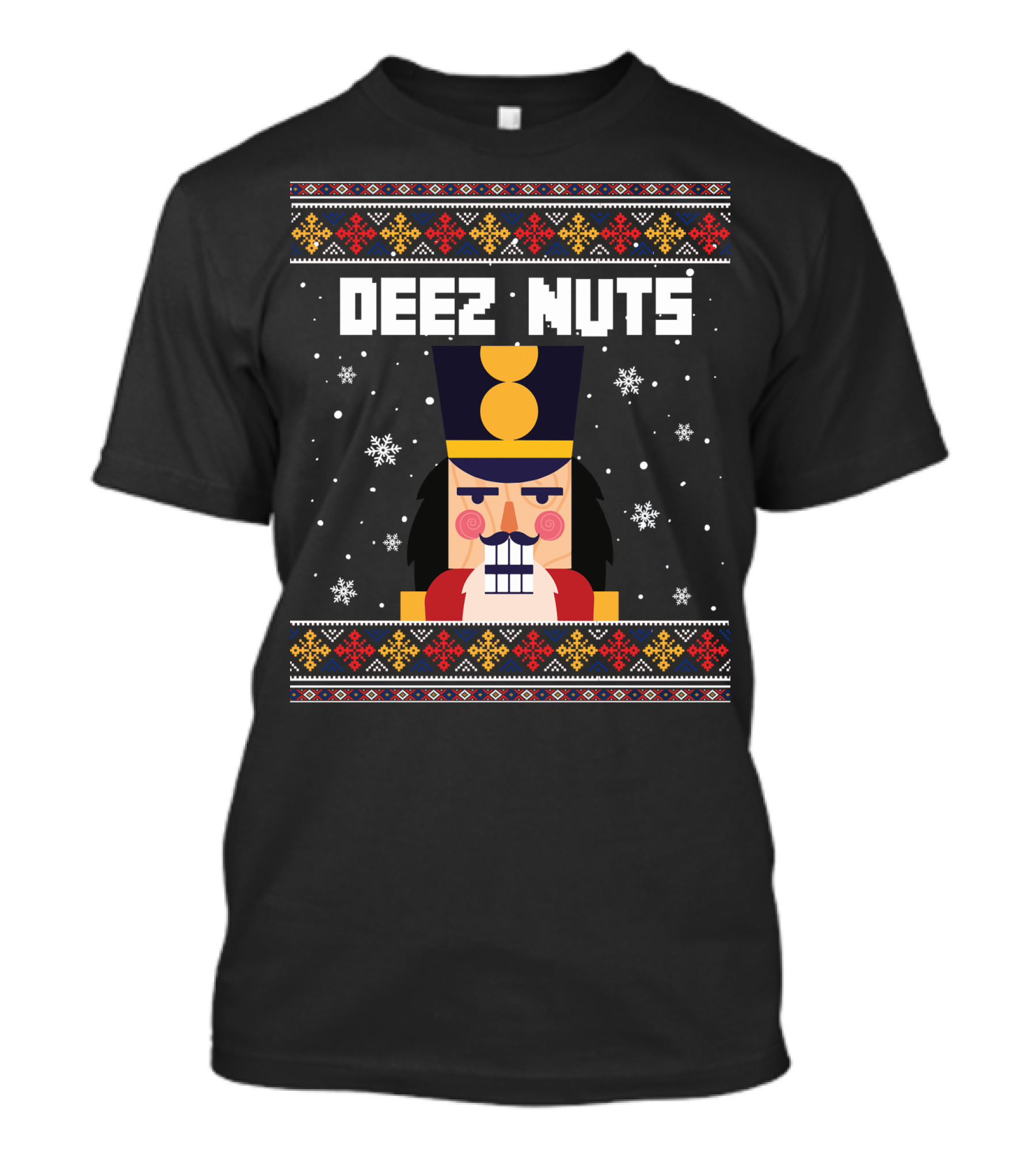 Deez Nuts Nutcracker Christmas Sweater Snowflakes T-Shirt