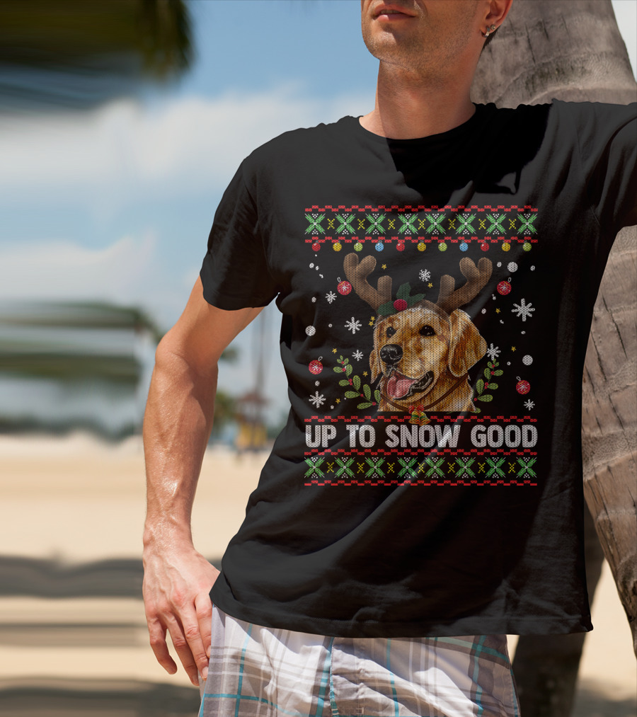 Golden Retriever Dog Reindeer Up To Snow Good T-Shirt