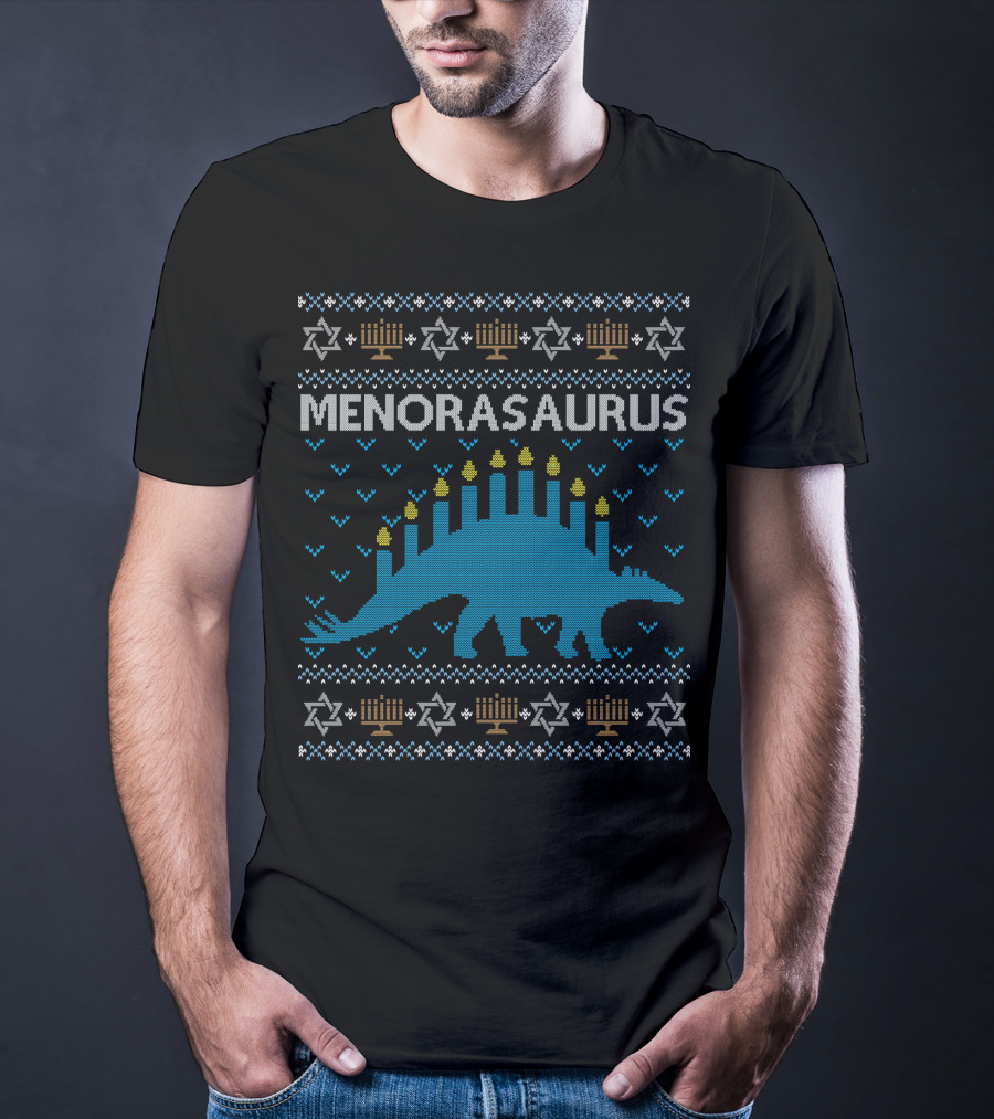 Menorasaurus Hanukkah Dinosaur Menorah Candles T-Shirt
