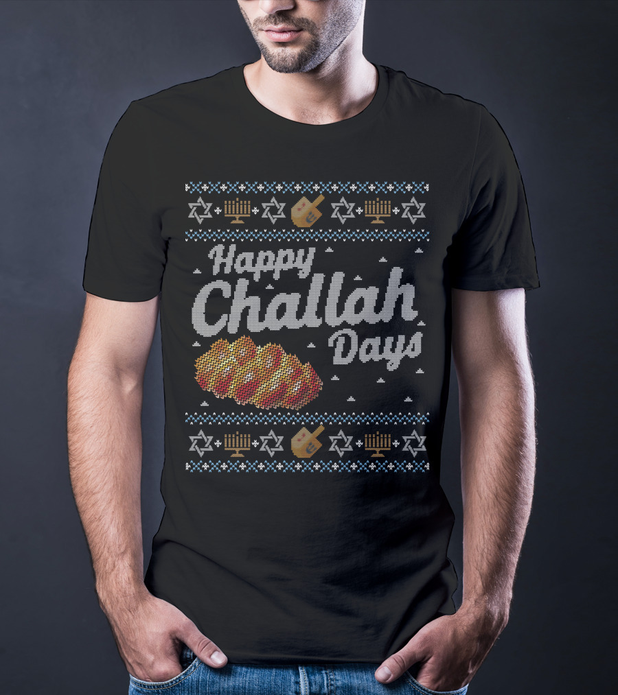 Hanukkah Happy Challah Days Menorah Star Of David Dreidel T-Shirt