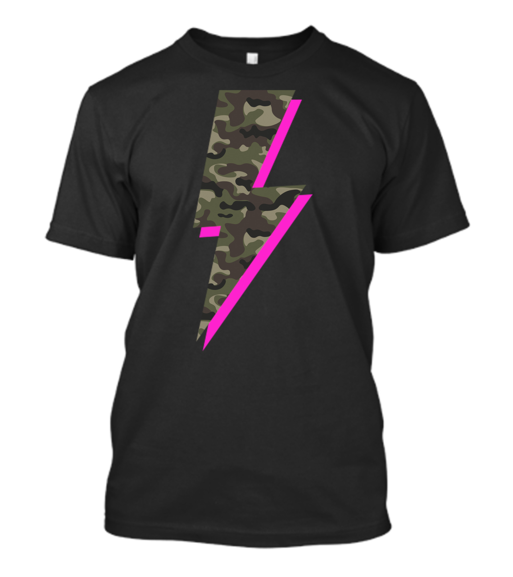 Lightning Bolt Hot Pink Camouflage Camo T-Shirt