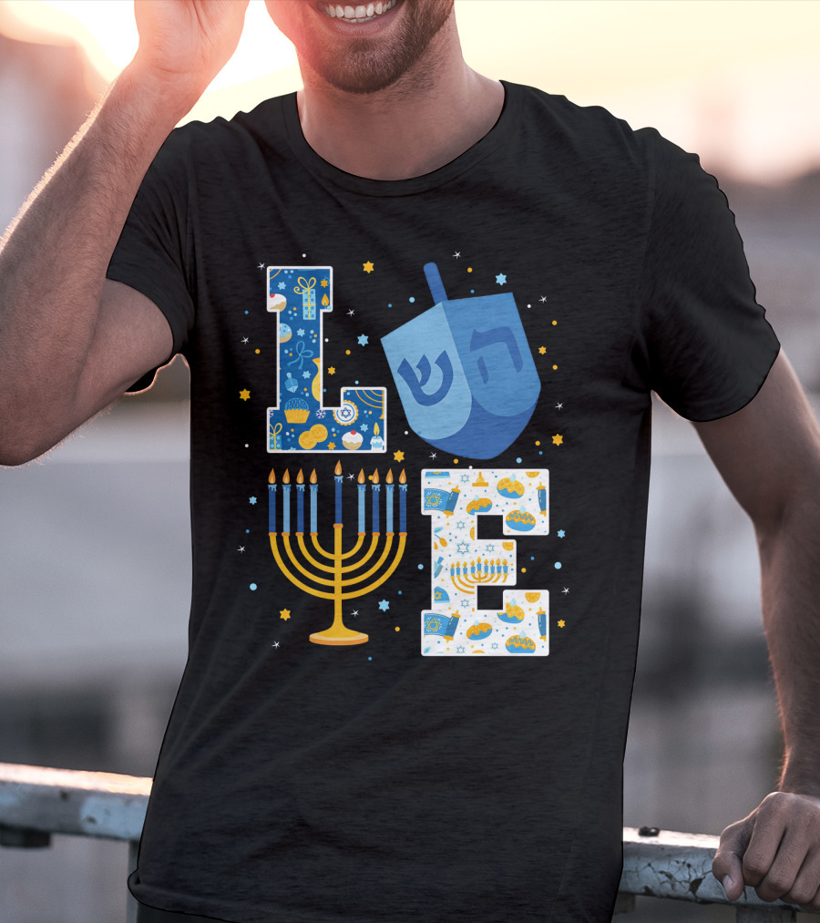LOVE Hanukkah Dreidel Menorah Chanukah T-Shirt