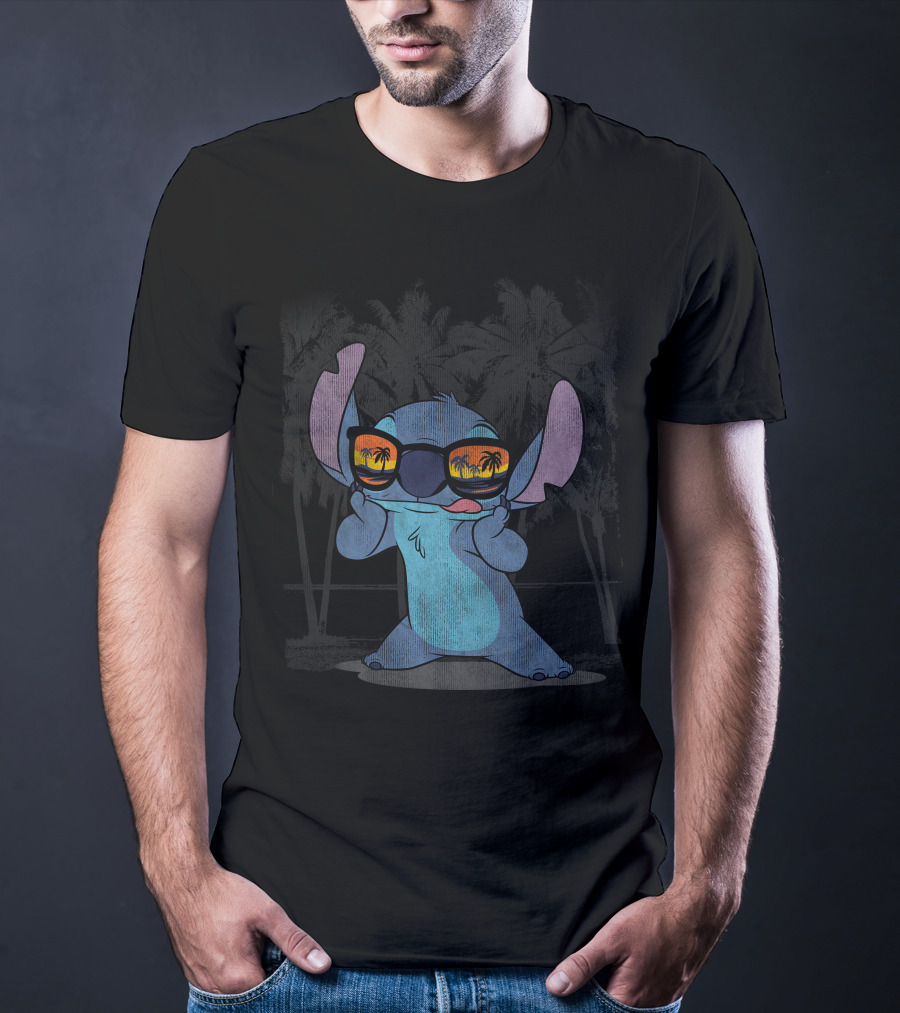 Stitch With Sunglasses Palm Trees Lilo And Stitch Hawaii Disney T-Shirt