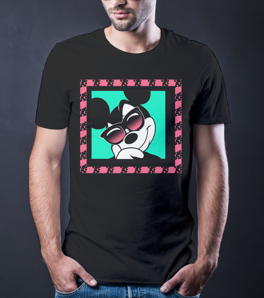 Mickey Mouse Cool Shades Neon Border T-Shirt