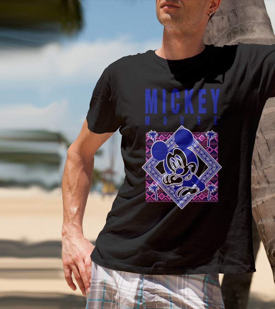 Mickey Mouse Neon Aztec Pattern Palms T-Shirt