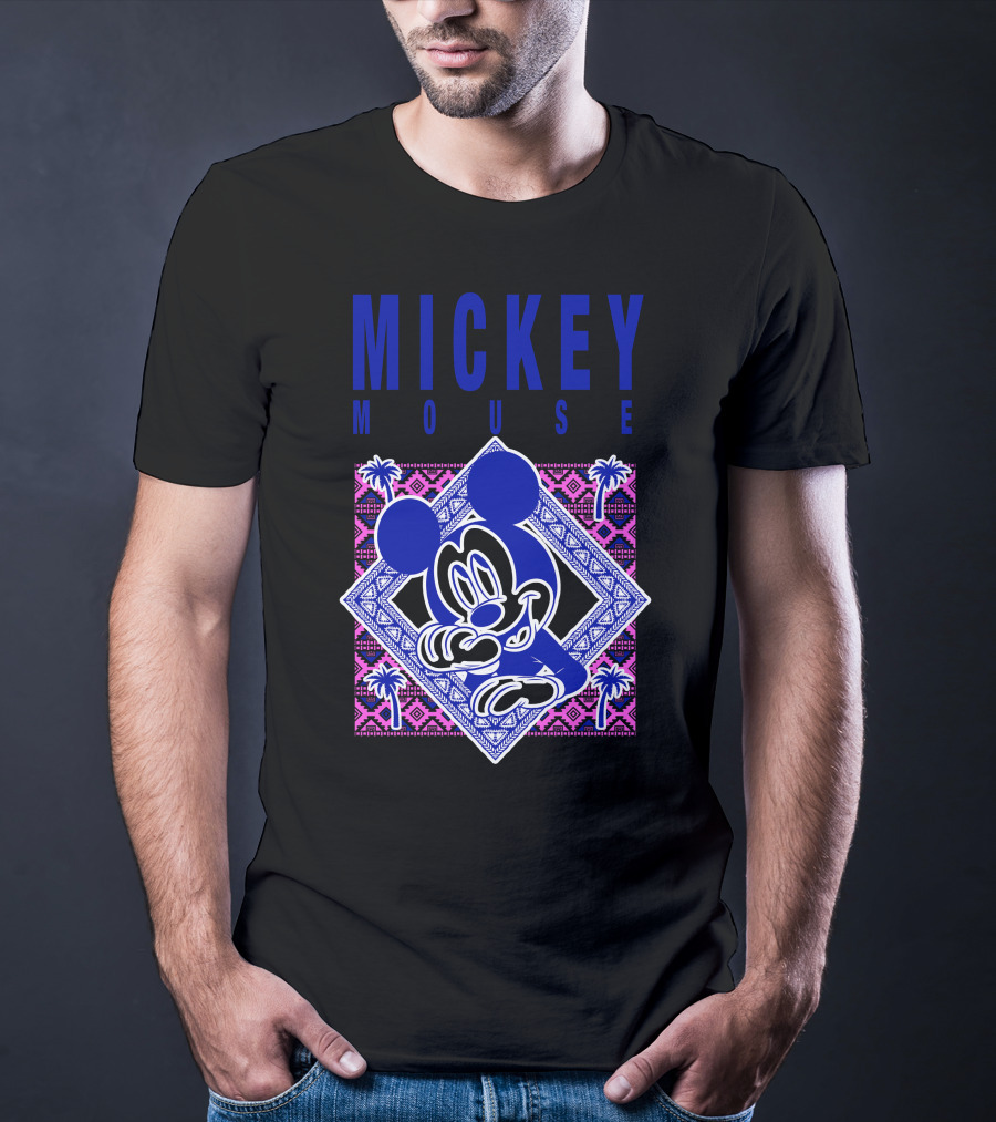 Mickey Mouse Neon Aztec Pattern Palms T-Shirt