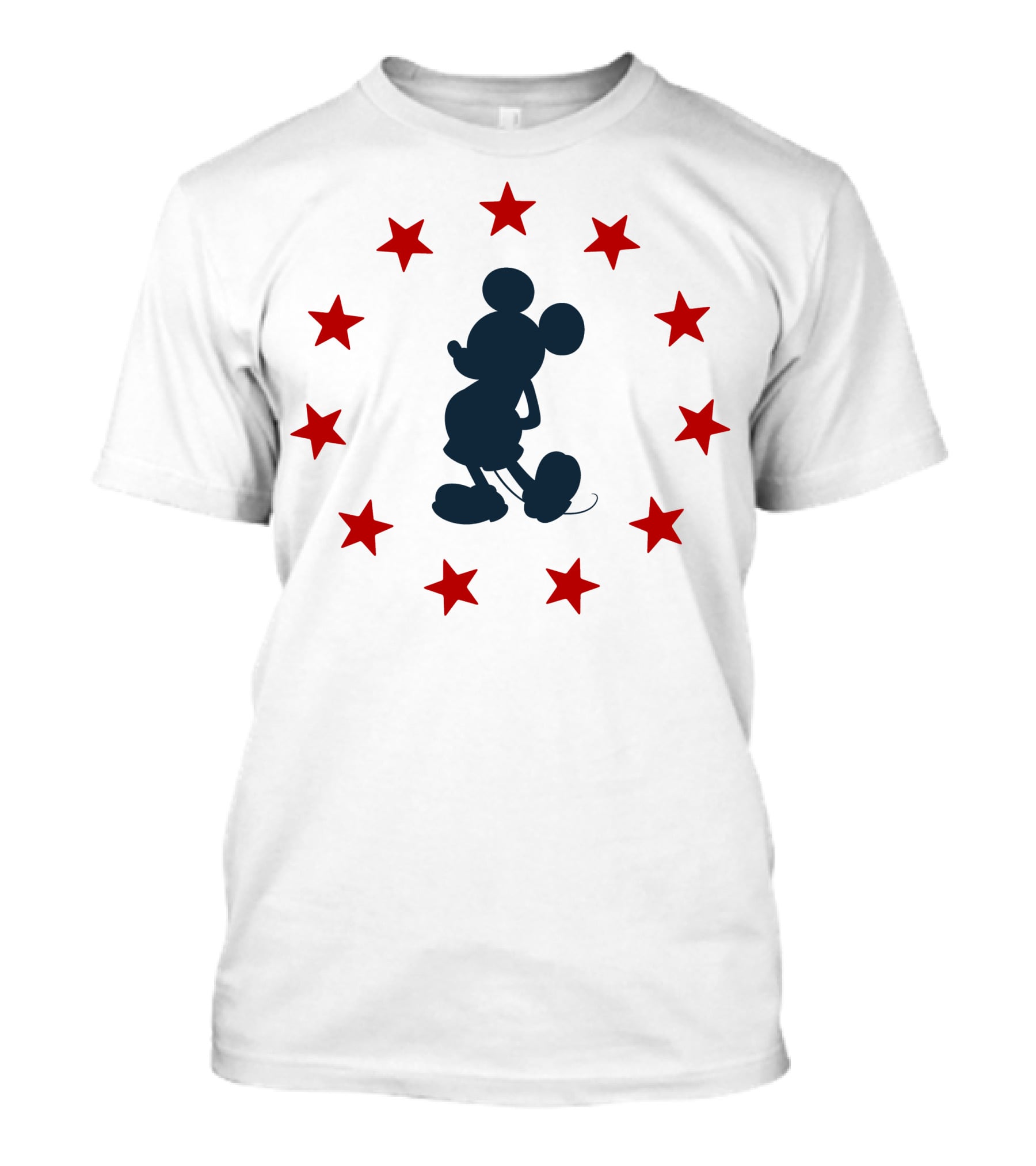 Disney Mickey Mouse Silhouette With Patriotic Red Stars T-Shirt