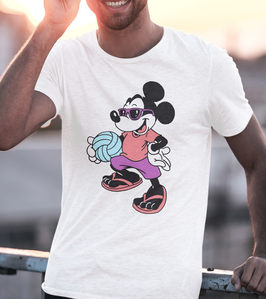 Disney Mickey Mouse Sunglasses Volleyball Playa Vibes T-Shirt