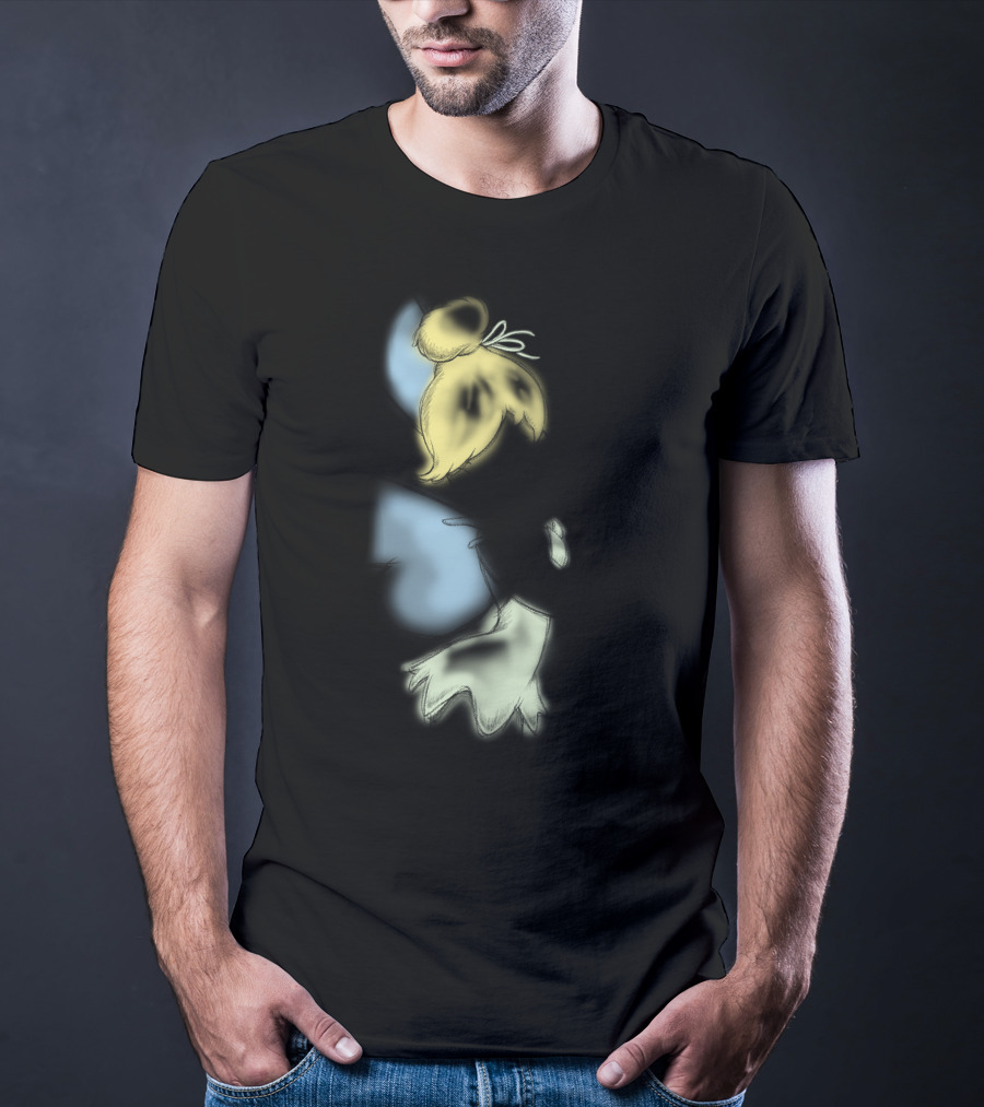Disney Peter Pan Tinkerbell Black Airbrush Sketch Stars T-Shirt