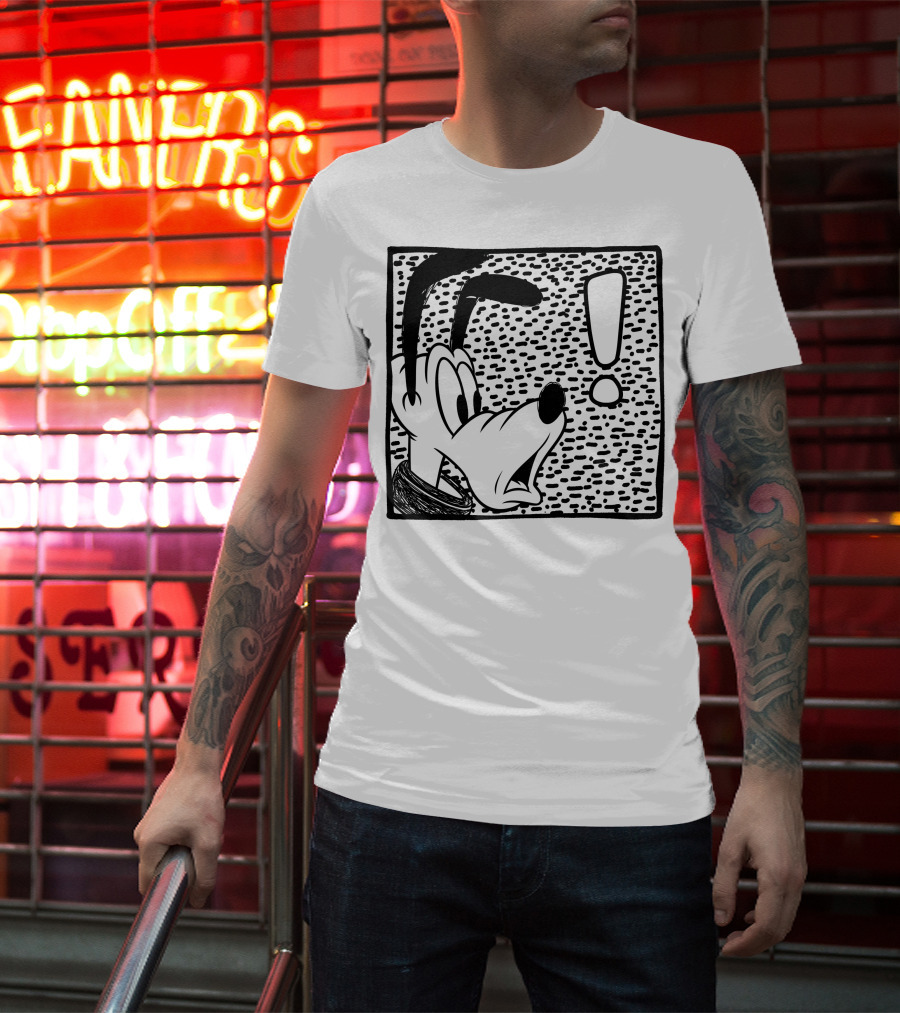 Disney Pluto Shocked Exclamation Point Reaction T-Shirt