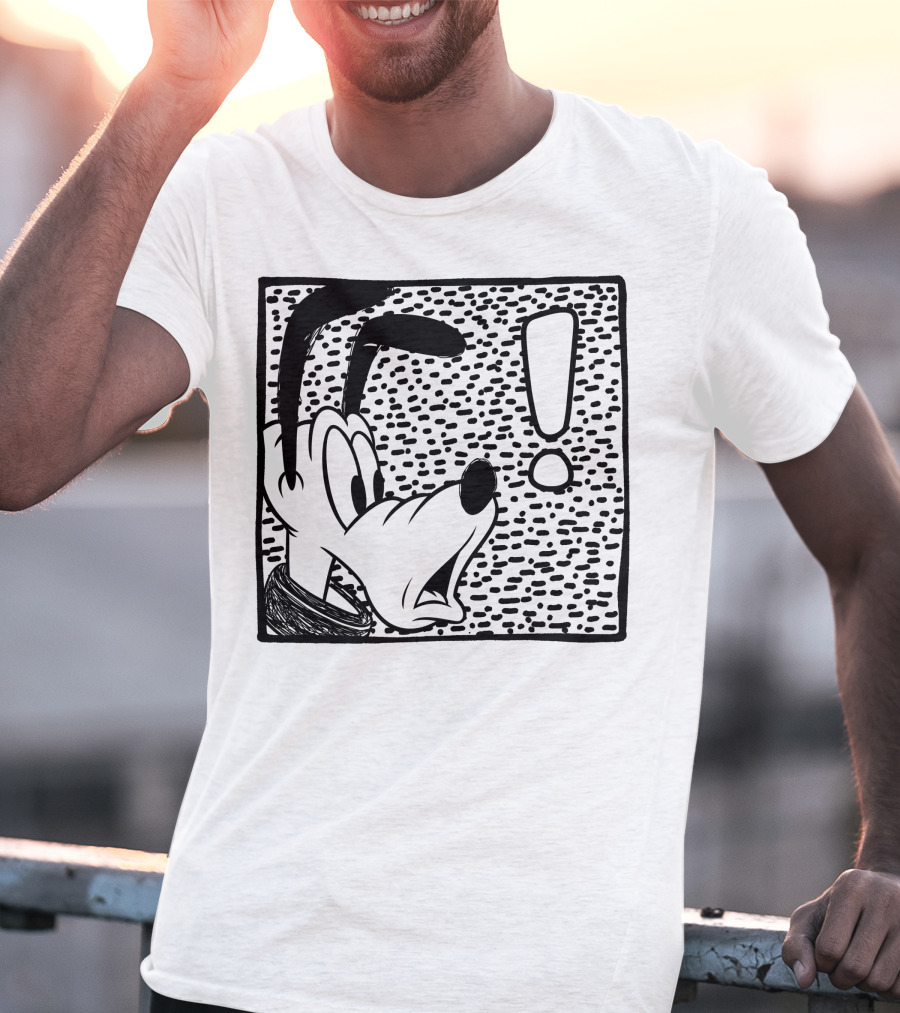 Disney Pluto Shocked Exclamation Point Reaction T-Shirt