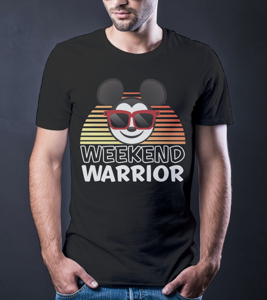 Disney Weekend Warrior Mickey Mouse Retro Sunburst Sunglasses T-Shirt