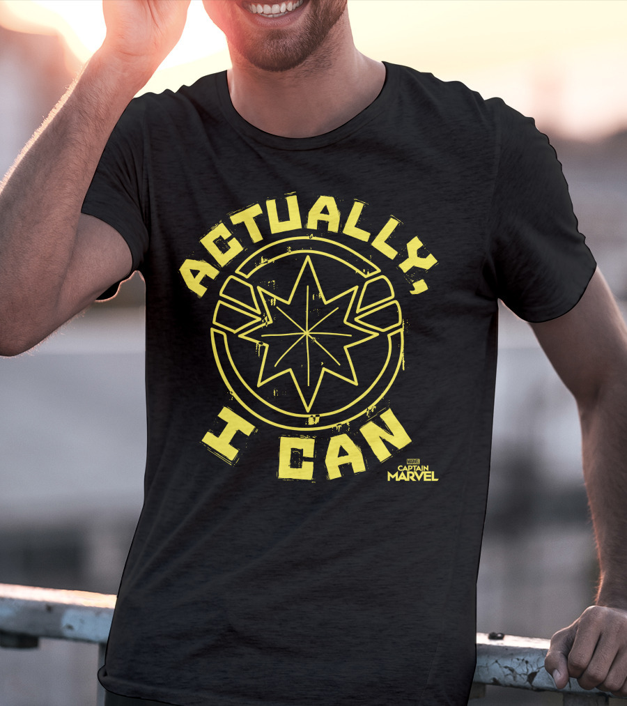 Captain Marvel Actually I Can Yellow Starburst T-Shirt