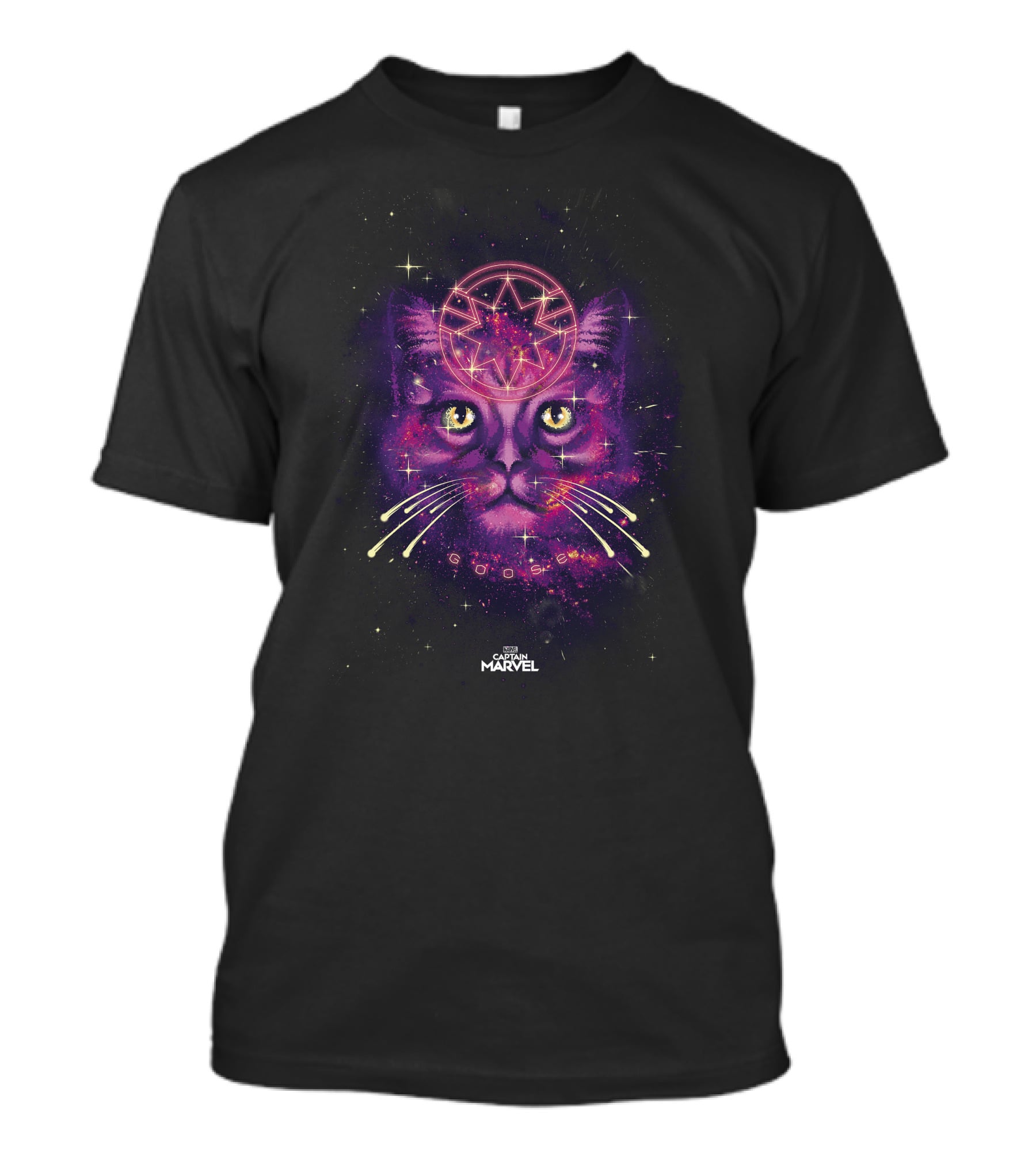 Captain Marvel Goose Cat Pink Galaxy Cosmic Starry T-Shirt