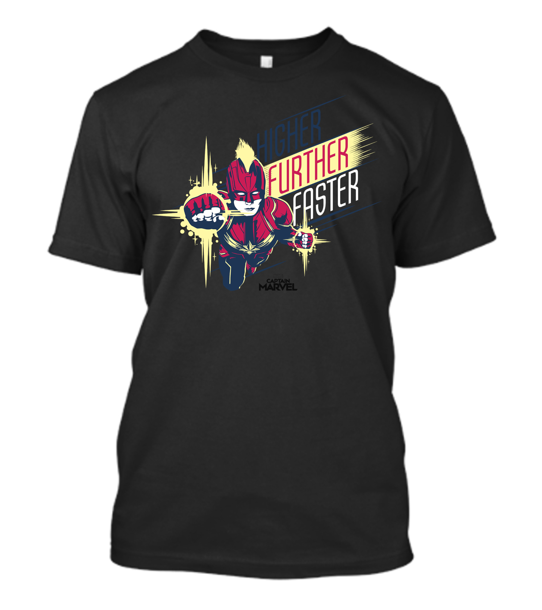 Captain Marvel Higher Further Faster Bold Heroic Charge T-Shirt