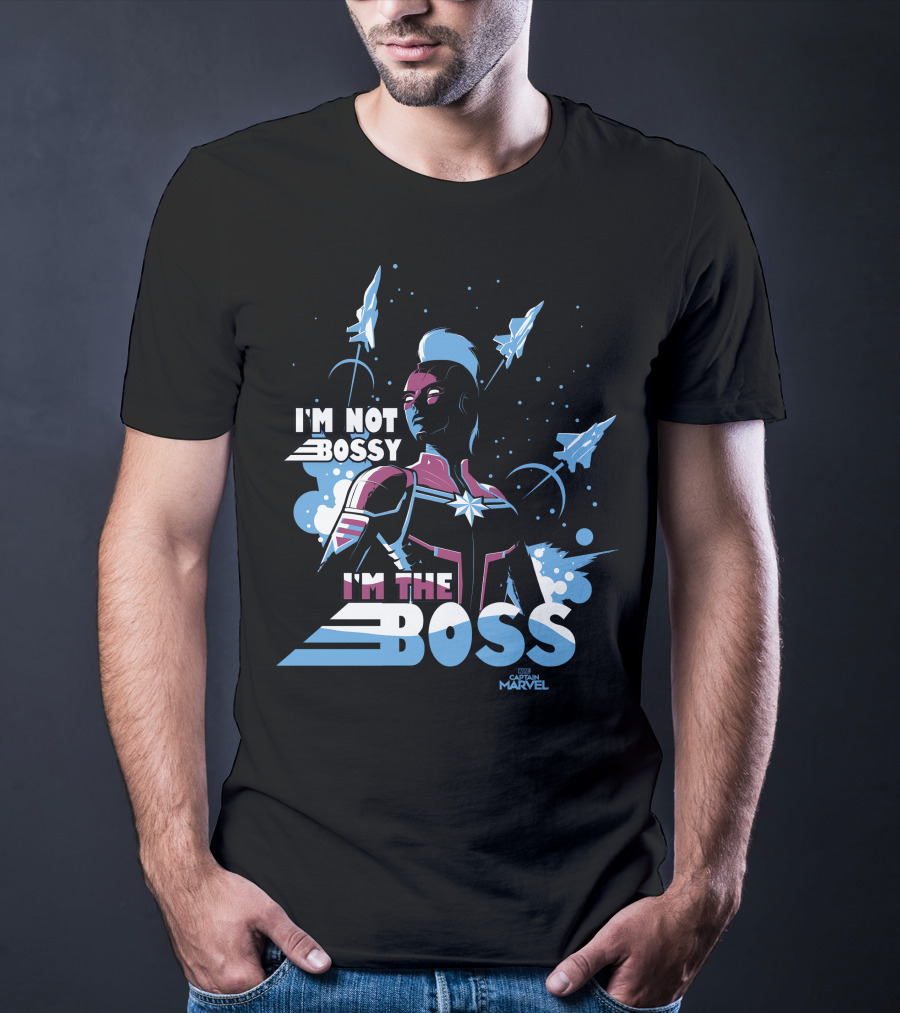 Captain Marvel I'm Not Bossy I'm The Boss Space Blue Red T-Shirt