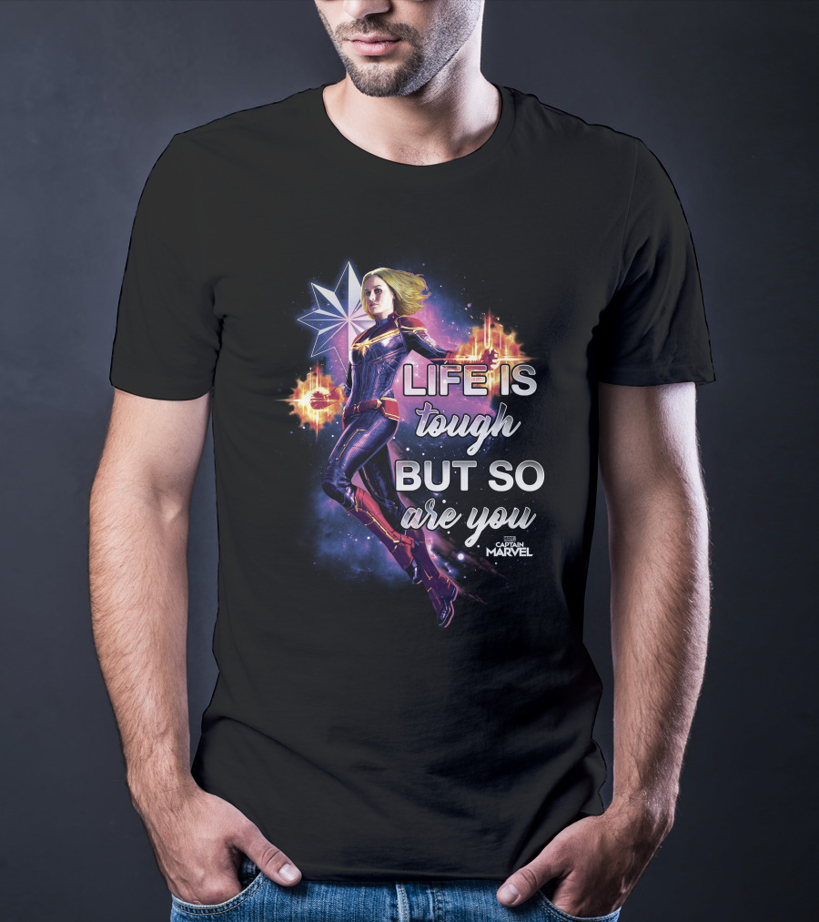 Captain Marvel Life Is Tough But So Are You Inspirational Quote Flight T-Shirt