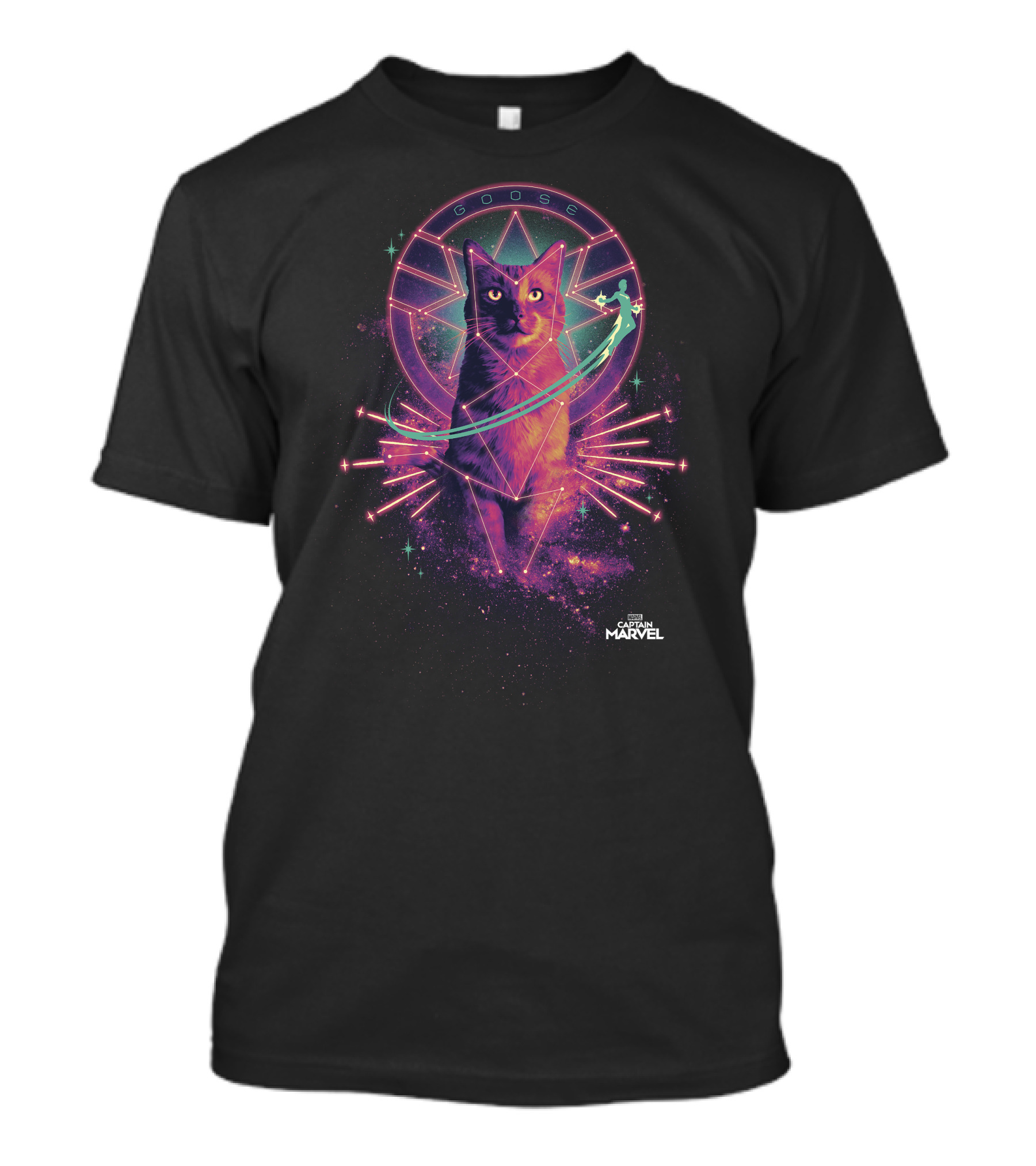 Captain Marvel Goose Cosmic Neon T-Shirt
